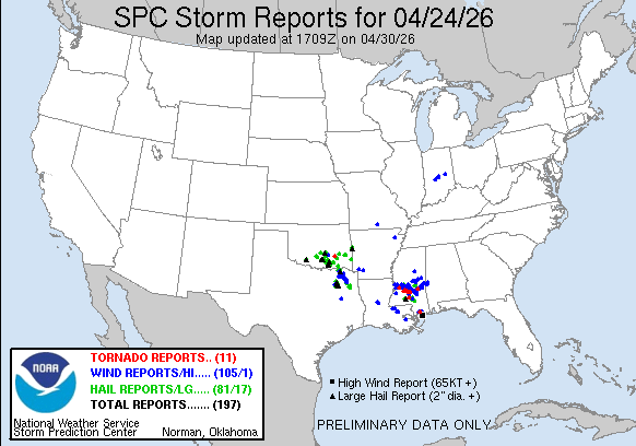 SPC Storm Reports Map